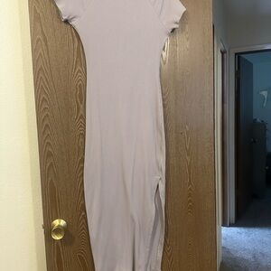 PINK Victoria's Secret Light Lavender Ribbed Short-Sleeve Maxi Dress